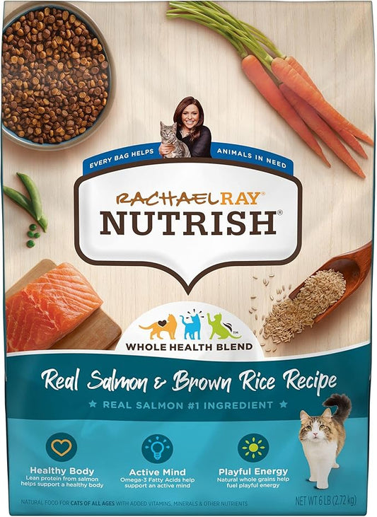 Nutrish Rachael Ray Premium Natural Dry Cat Food with Added Vitamins, Minerals & Other Nutrients, Real Salmon & Brown Rice Recipe, 6 Pound Bag