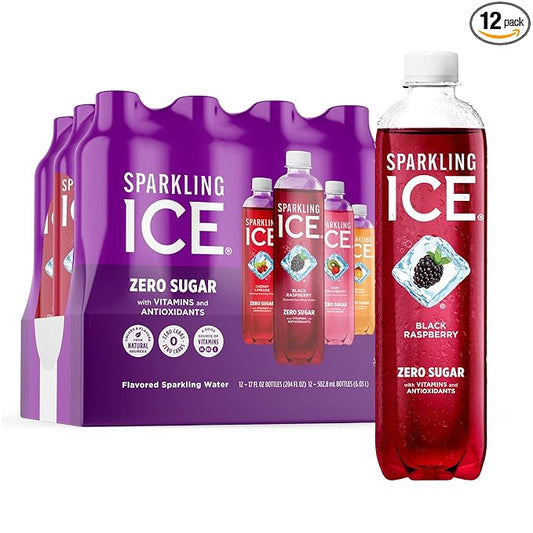 Sparkling Ice Purple Variety Pack, Flavored Water, Zero Sugar, with Vitamins and Antioxidants, 17 fl oz, 12 count (Black Raspberry, Cherry Limeade, Orange Mango, Kiwi Strawberry)