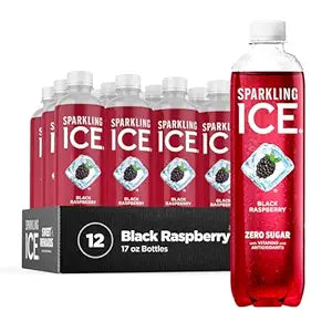 Sparkling Ice, Black Raspberry Sparkling Water, Zero Sugar Flavored Water, with Vitamins and Antioxidants, Low Calorie Beverage, 17 fl oz Bottles (Pack of 12)