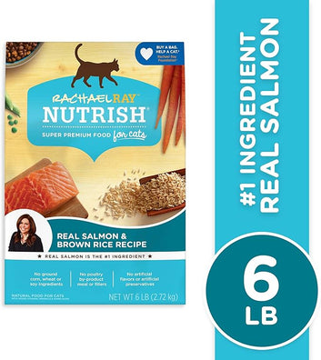 Nutrish Rachael Ray Premium Natural Dry Cat Food with Added Vitamins, Minerals & Other Nutrients, Real Salmon & Brown Rice Recipe, 6 Pound Bag