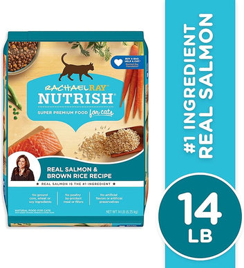 Nutrish Rachael Ray Premium Natural Dry Cat Food with Added Vitamins, Minerals & Other Nutrients, Real Salmon & Brown Rice Recipe, 14 Pound Bag